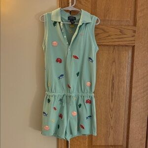 Ralph Lauren Mint Green Polo Dress with Red Crab Embroidery